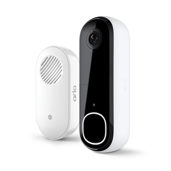Video Doorbell 2K 2nd Generation & Chime 2 Bundle, 2K HD doorbell Camera, 2-Way Audio, White Arlo