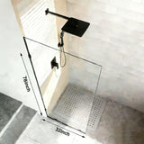 32"W×78"H Glass Shower Door 8mm Thick Frameless Tempered Glass Shower Panel-Fixed Design with Hardware for Bathroom Screens (Black)