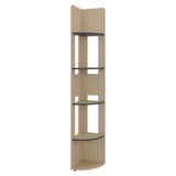 Tuhome Home 71" Tall Corner Standard Bookcase with 5 Open Storage Shelves, Closed Back, Freestanding Living Room, Office or Bedroom Storage (Model M7), Coastal Oak/Wenge