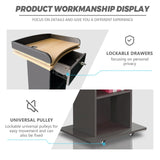 Podium Stand with Wheels, Pulpitos para Iglesias, Double-Layer Storage Pulpit, Lockable Drawer, Comes with Dust Cloth Durable and Mobile Lectern