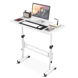 Small Standing Desk Adjustable Height, Mobile Stand Up Desk with Wheels, 32 Inch Portable Rolling Desk Small Computer Desk, Portable Laptop Desk Standing Table Sit Stand White Amztabler