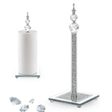 Crystal Paper Towel Holder, Bling Silver Paper Towel Roll Holder, Decor Standing Paper Towel Holder with Weighted Base, Paper Towel Dispenser for Kitchen Countertops Bathroom, Anti Slip(Square/Silver)