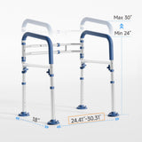 Loyoda Toilet Safety Rails for Seniors,Height-Adjustable Toilet Frame Width-Adjustable Toilet Handles Toilet Rail Provides Support for Seniors ， Pregnant ，Disabled