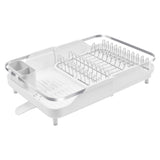 Better Houseware Expandable Dish Drying Rack - Space-Saving Stainless Steel Dish Racks for Kitchen Counter with drainboard and Detachable Cutlery Holder, Large, White
