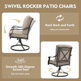 MELLCOM Swivel Patio Chairs Set of 8 with Khaki Cushions for Outdoor Dining