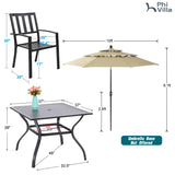PHI VILLA 5 Pcs Outdoor Dining Set w/ 10ft Umbrella Beige