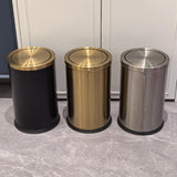 LEASYLIFE Black and Gold Bathroom Trash Can,Bathroom Garbage can with Swing Lid，Small Trash Can with Flipping Lid, 4.8gal Garbage cans for Bedroom,Living Room, Guest Room,Office,Hotel(4.7gal-Black)