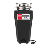 American Standard 10-US-AS-12-SL Garbage Disposal Anti-Jam Stainless Steel Food Waste Grinding System, Slim Line, 1.25 HP, Black