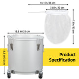 Fryer Grease Bucket 8 gal, Coated Carbon Steel Oil Filter Pot with Caster Base, Oil Disposal Caddy, Transport Container with Lid Lock Clip Nylon Filter Bag, Silver
