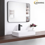 KARAMAG White Vessel Sink,Rectangle 24"x14" Bathroom Sink Above Counter Porcelain Ceramic Small Sink Bowl Ceramic Vessel Sinks for Bathrooms