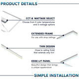 LUXRITE 1x4 FT Edge-Lit Frame LED Panel Lights, 5CCT Selectable 3000K-6500K, 2600/3900/5200LM, 20W/30W/40W Switch, Grid Drop Ceiling Lights, 0-10V Dimmable, Damp Rated, 100-277V, ETL Listed (4 Pack)