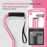 BeneCane Quad Cane Adjustable Walking Cane with Offset Soft Cushioned Handle for Men & Women Lightweight Comfortable with 4-Pronged feet for Extra Stability(Pink)