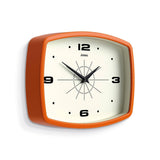 JONES CLOCKS® Movie wall Clock | Retro Rectangular Clock | 10 inch | Orange | Cool mid-Century Designer Look for Kitchen, Living Room or Office