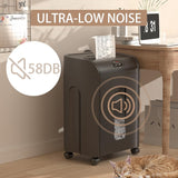 10-Sheet Heavy Duty Cross-Cut Paper and Credit Card Shredder, Shredder for Office, High Security P5 Office Home Use Office Equipment with 4 Casters, Black PULLAFUN