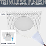 LUXRITE 3 Inch Trimless Recessed LED Light with Junction Box, 15W, 5CCT 2700K 3000K 3500K 4000K 5000K, Dimmable Spotlight,1100LM, CRI 90, Damp Rated, IC Rated, Plaster Ceiling Light, ETL (6 Pack)