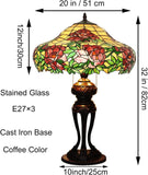 Tiffany-Style Lamp Table Peach Kapok Peony Glass Lampshade Desk