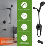 VIKASI Tub Shower Faucet Set with 10 Spray Handheld Shower Matte Black Shower Head and Handle Set Shower System with Tub Spout 4.7 Inch Shower Handheld Shower Fixtures Tub and Shower Trim Kit
