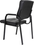 SUPER DEAL Office Guest Chair Bonded Leather Executive Side Chair Reception Chair with Solid Metal Frame Home Office Furniture