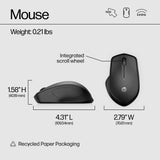 HP 280 Silent Wireless Mouse - Ergonomic, Right-Handed Design - 2.4GHz USB Wireless Connection - Multi-Surface