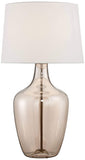 Possini Euro Design Ania Modern Table Lamp with Dimmer and USB Charging Port 31" Tall Clear Champagne Glass Off-White Tapered Drum Shade for Living Room Bedroom House Bedside Nightstand Office