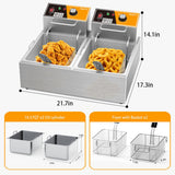 Electric Deep Fryer 20L/21QT Stainless Steel Large Capacity Commercial Fryer with Basket, 3400W 110V Countertop Deep Fryer for Home Kitchen and Restaurant Use withTemperature Control