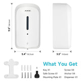 AIKE 33.8oz Automatic Wall Mount Liquid Soap Dispenser with Commercial ABS Construction, Model AK1226S(White)