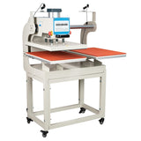 Heat Press Machine Auto Sliding & Up-Open, Industrial Heat Transfer Double Station Automatic Press with Infrared Positioning for T-Shirt