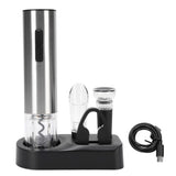Electric Wine Opener Set with Foil Cutter, Aerator, Vacuum Stopper, Rechargeable Stainless Steel - Automatic Cork Removal, Easy Pouring, Ideal for Home Bar and Parties