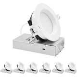 LUXRITE 4 Inch LED Recessed Light, Regressed Mini Panel Spotlight, 5CCT 2700K-5000K, 12/15/19 Watts, 1000/1400/1800 Lumens, Dual Dimmable (TRIAC & 0–10V), 100° Beam, Wet Rated, ETL (6 Pack)