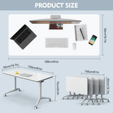 Conference Room Tables with Wheels Foldable Large Rectangle Meeting Seminar Table for 6-12 People