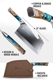 Dalstrong Obliterator Meat Cleaver Knife 9 inch - Wood Stand & Sheath - Resin & Wood Handle Thick Butcher Knife - 9CR18MOV Carbon Steel - Valhalla Series - Heavy Duty Chopping Knife Chef's Knife