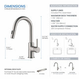 KIBI Pull Down Kitchen Faucet with Single Handle | Solid Brass High Arc Spout | Kitchen Sink Faucet with Pull Down Sprayer | Easy Clean | Brushed Nickel, KKF2011
