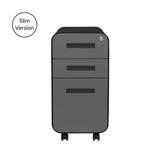 Laura Davidson Furniture Stockpile Slim 3-Drawer Mobile File Cabinet with Lock - Under Desk Metal Filing Cabinet