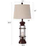 Reaketon Table Lamps for Living Room Set of 2, 28" Tall Farmhouse Table Lamp with Oil Rubbed Bronze Finish, Bedroom Lamps for Nightstand with White Oatmeal Lampshade, 4 Bulbs Included