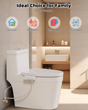 Hibbent Bidet Attachment for Toilet, Non-Electric Dual Nozzle for Frontal & Rear Wash, Adjustable Water Pressure Control, Fresh Water Bidet Toilet Seat, Self Cleaning Water Sprayer, White