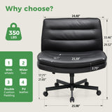 GTPLAYER Criss Cross Legged Office Chair with Wheels, Extra Wide Armless Comfy Desk Chair for Home Bedroom