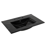 JONATHAN Y SNK1002D Ancillary 3-Hole 30 in. W x 18.25 in. D Classic Contemporary Rectangular Ceramic Single Sink Basin Vanity Top, Black Marble Effect