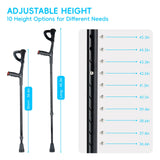 Forearm Crutch for Adults, Folding Arm Crutch, Aluminum, 10-Level Adjustable Height, Lightweight Elbow Crutch for Adult Men or Women, 1Pcs, FUSHIDE