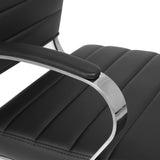 Office Chair Mid Back Desk Chair PU Leather Ribbed Executive Swivel Computer Chair with Wheels
