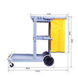 This Commercial Janitorial Cleaning Cart on Wheels - with 3-Shelf Storage Vinyl Bag Heavy-Duty Housekeeping Cart Blue