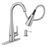 Moen Haelyn Spot Resist Stainless Touchless Single-Handle Pulldown Sprayer Kitchen Faucet with Soap Dispenser, Features Power Clean for a Faster Wash, 87627EWSRS