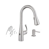 Moen Essie Spot Resist Stainless MotionSense Wave One-Handle Touchless Kitchen Faucet with Pulldown Sprayer and Soap Dispenser, 87014EWSRS