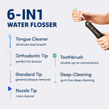 Puur Smile Professional Water Flosser - Advanced Dental Care for a Healthier Mouth, Gum, and Teeth - IPX7 Waterproof Oral Irrigator | 6 Replacement Tips, Travel-Friendly, Rechargeable - Oral Hygiene