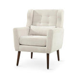 cinkehome Accent Arm Chairs for Living Room, Chenille Upholstered Mordern Armchair, Comfy Soft Padded Lounge Chair in Small Spaces, Bedroom, Pillow, Solid Wood Leg, Beige