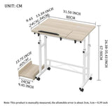 Portable Adjustable Desk Portable Computer Desk Mobile Lap Table Days Overbed Table Portable Laptop Mobile Computer Stand Desk Cart Tray Side Table for Home Office Living Room Bedroom (White)