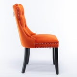 MOOLSUN Velvet Dining Chairs Set of 8, High Back Side Chairs, Modern Padded High-End Tufted Upholstered Chairs with Button-Tufted Back & Rear Pull Tabs, Solid Wood Legs E-Orange(Solid Wood Legs)