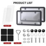 Vitog 2 Packs Clear License Plate Covers with 2 Extra Spare, Shatterproof License Plate Protector, Anti-Yellowing License Plate Holders & Frames with Anti-Rattle Pads & Hardware For Standard US Plates