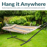 Sunnydaze Outdoor Hammock with Spreader Bar - 450-Pound Capacity Curved Spreader Bar Hammock - Calming Desert
