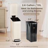 Bathroom Trash Can with Lid, Small Stainless Steel Garbage Can with Step Pedal