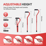 BeneCane Walking Cane for Men & Women Adjustable Cane with Offset Soft Cushioned Handle -Portable Lightweight Sturdy Mobility Walker Aid for Elderly, Seniors Collapsible Cane Red